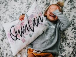 Personalized Baby Pillow Floral Girl's Nap Pillow - 12x18 - thumbnail 1