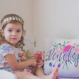 Personalized Baby Pillow Floral Girl's Nap Pillow - 12x18 - thumbnail 2