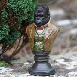 Gorilla Gentry Bust Resin Sculpture - Home Garden Ornament Outdoor Admiral Decoration Monkey Ape Jungle Animal Gift - thumbnail 1