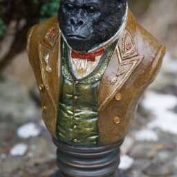 Gorilla Gentry Bust Resin Sculpture - Home Garden Ornament Outdoor Admiral Decoration Monkey Ape Jungle Animal Gift - thumbnail 3
