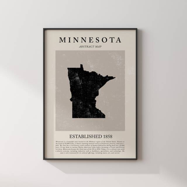 Abstract Minnesota Map Vintage Wall Art Print Us State - United States Of America Usa Travel Poster - image 1