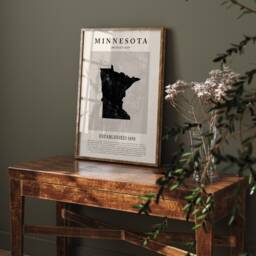 Abstract Minnesota Map Vintage Wall Art Print Us State - United States Of America Usa Travel Poster - thumbnail 2
