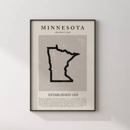 Abstract Minnesota Map Vintage Wall Art Print Us State - United States Of America Usa Travel Poster - thumbnail 3
