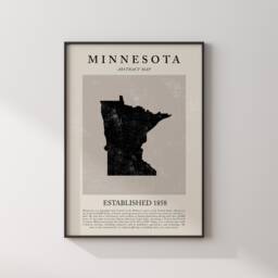 Abstract Minnesota Map Vintage Wall Art Print Us State - United States Of America Usa Travel Poster - thumbnail 1