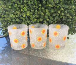Set Of 3 Sun Frosted Glass Votive Candle Holders - thumbnail 1