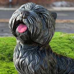 Concrete Cairn Terrier Dog Statue Outdoor Garden Pet Ornament Handmade Stone Memorial Decor Figure Lovers Gif Yard Art - thumbnail 2