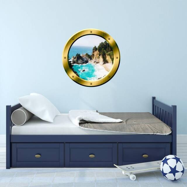 Nautical Wall Decor Beach House Sign - Peel & Stick Ocean Decal Ship Window Porthole - Vwaq Gp41 - image 1