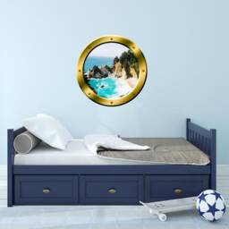 Nautical Wall Decor Beach House Sign - Peel & Stick Ocean Decal Ship Window Porthole - Vwaq Gp41 - thumbnail 1