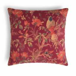 Dark Pink Bohemian Style Cotton Velvet Birds Design Cushion Cover 50cm By - thumbnail 2