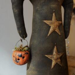 Primitive Halloween Fall Cat Doll Pattern With Clay Jack-O-Lantern & Stars Etsyfolk - thumbnail 3