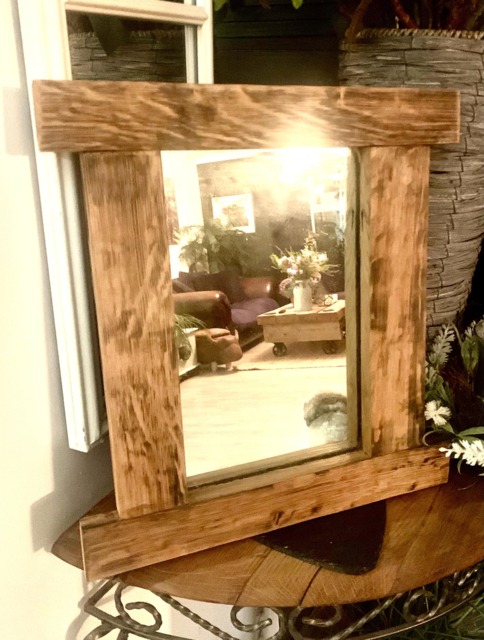 Rustic Handmade Oak Mirror, Made From Reclaimed Whisky/Wine Barrel & Salvaged Glass, Finished in Oils To Rich Wooden - image 1