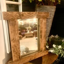 Rustic Handmade Oak Mirror, Made From Reclaimed Whisky/Wine Barrel & Salvaged Glass, Finished in Oils To Rich Wooden - thumbnail 2