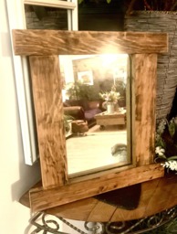 Rustic Handmade Oak Mirror, Made From Reclaimed Whisky/Wine Barrel & Salvaged Glass, Finished in Oils To Rich Wooden - thumbnail 1