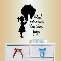 In-Style Decals Wall Vinyl Decal Home Decor Art Sticker Real Princesses Don't Kiss Frogs Phrase Horse Girl Nursery Removable Design 365 - thumbnail 1