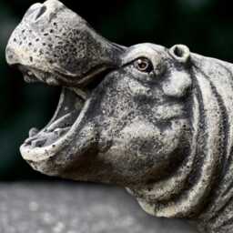 Concrete Hippo Sculpture Outdoor Hippopotamus Statue Cement Animal Decoration Handmade Ornament Front Door Figurine Hippo Lover Gift - thumbnail 3