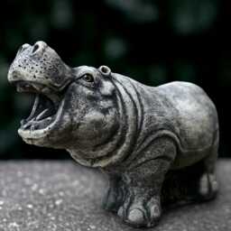 Concrete Hippo Sculpture Outdoor Hippopotamus Statue Cement Animal Decoration Handmade Ornament Front Door Figurine Hippo Lover Gift - thumbnail 4