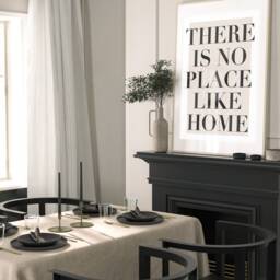 There Is No Place Like Home, Positive Affirmation Kitchen, Bathroom Decor, Modern Typography, Bedroom Print, , Beige Wall Art, A2, A1 - thumbnail 2