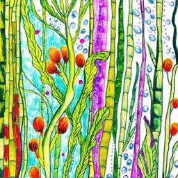 Under The Sea Kelp Forest Abstract Painting, Large Narrow Rolled Canvas Print, Colorful Wall Hanging, Ocean Vibes, Beach Home, Coastal Art - thumbnail 2