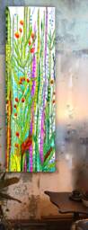 Under The Sea Kelp Forest Abstract Painting, Large Narrow Rolled Canvas Print, Colorful Wall Hanging, Ocean Vibes, Beach Home, Coastal Art - thumbnail 3