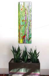 Under The Sea Kelp Forest Abstract Painting, Large Narrow Rolled Canvas Print, Colorful Wall Hanging, Ocean Vibes, Beach Home, Coastal Art - thumbnail 1