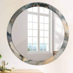 Abstract Fluid, Gray, Round Mirror Frame, Decorative Mirror, Frame Print, Unique Wall - thumbnail 4