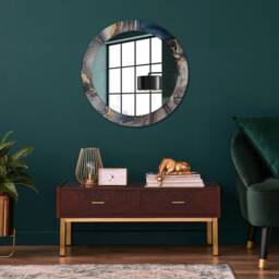 Abstract Fluid, Gray, Round Mirror Frame, Decorative Mirror, Frame Print, Unique Wall - thumbnail 2