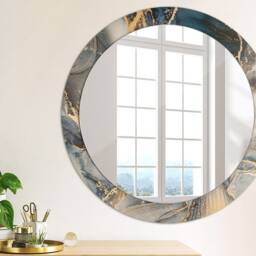 Abstract Fluid, Gray, Round Mirror Frame, Decorative Mirror, Frame Print, Unique Wall - thumbnail 3