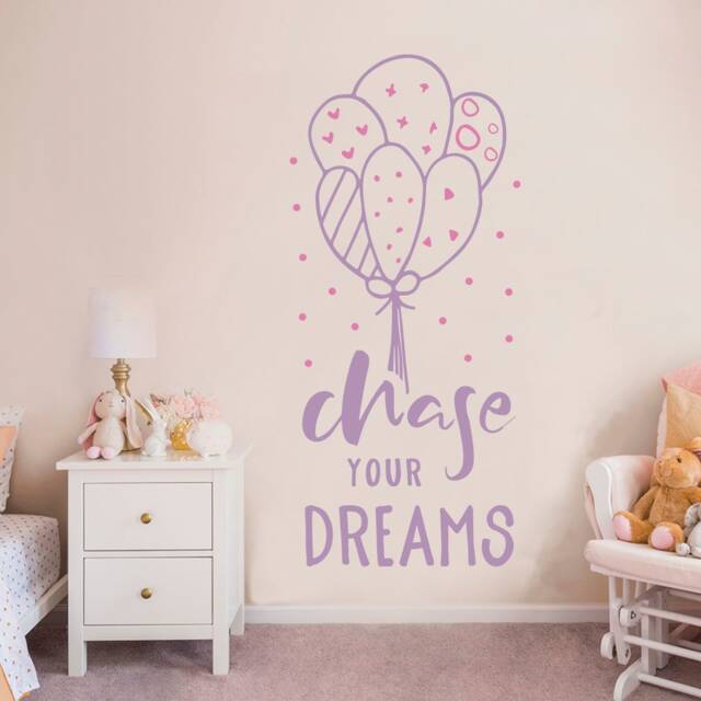 Nursery Wall Decal Chase Your Dreams, Balloons, Kids Room Decor - image 1