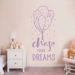 Nursery Wall Decal Chase Your Dreams, Balloons, Kids Room Decor - thumbnail 1