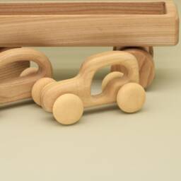Handmade Ash Wood Car & Trailer Set Montessori Toy Vehicle - thumbnail 3