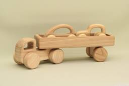 Handmade Ash Wood Car & Trailer Set Montessori Toy Vehicle - thumbnail 1