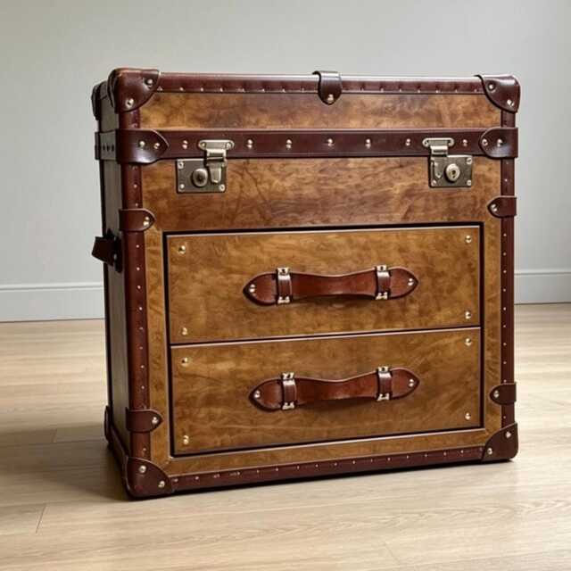 Hand Dyed Luxury Leather Drawer Chest - Handmade in England 2 Storage Trunk - image 1
