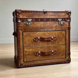 Hand Dyed Luxury Leather Drawer Chest - Handmade in England 2 Storage Trunk - thumbnail 1