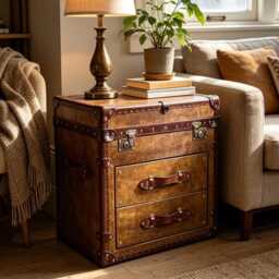 Hand Dyed Luxury Leather Drawer Chest - Handmade in England 2 Storage Trunk - thumbnail 2