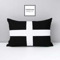 Cornwall Flag Pillow Cover in Black & White Sunbrella?? Outdoor Fabric For Housewarming, Cornish Pride Or Patio Chairs, British Cushion - thumbnail 4