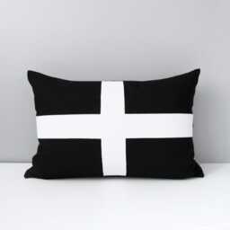 Cornwall Flag Pillow Cover in Black & White Sunbrella?? Outdoor Fabric For Housewarming, Cornish Pride Or Patio Chairs, British Cushion - thumbnail 1
