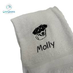 Dog Towel - Personalised Face Cloth/Hand Bath Embroidered Dog & Text Jack Russel Terrier - thumbnail 3