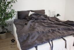 High Quality White Ecofriendly Linen Duvet Cover Set With Ties Closure, Also Pink, Green, Blue, Natural, Light & Dark Grey Available - thumbnail 4