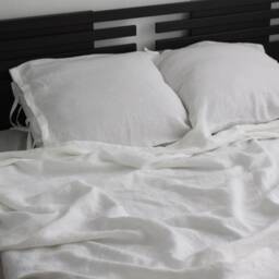 High Quality White Ecofriendly Linen Duvet Cover Set With Ties Closure, Also Pink, Green, Blue, Natural, Light & Dark Grey Available - thumbnail 2
