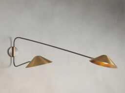 Mid Century Modern Brass 2-Light Wall Sconce - Stilnovo Style