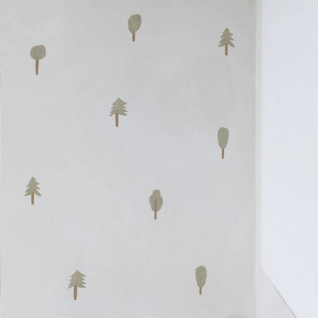 Pencil Mixed Forest Trees Fabric Wall Stickers. Removable & Reusable - image 1