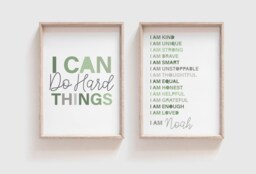 I Am Print, 2 Positive Affirmations, Can Do Hard Things, Boys Nursery Bedroom Decor, Wall Art, Motivational Print - thumbnail 1