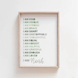 I Am Print, 2 Positive Affirmations, Can Do Hard Things, Boys Nursery Bedroom Decor, Wall Art, Motivational Print - thumbnail 2