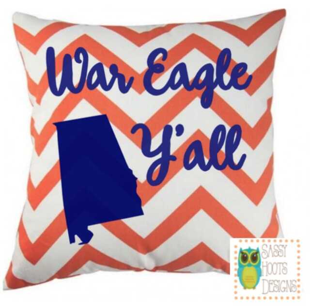 Auburn Decorative Pillow, Cute Throw Pillows, Southern Decor, Home Country Accent Pillows
