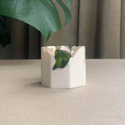 Handmade Scottish Sea Glass Tealight Holder, Jesmonite Coastal Decor - thumbnail 2