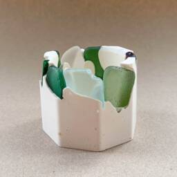 Handmade Scottish Sea Glass Tealight Holder - Frosted Beach Candle Decor - thumbnail 2