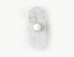 Mid Century Cararra Marble & Brass Sconce Light Vanity Fixture Bathroom Dining Room Lighting