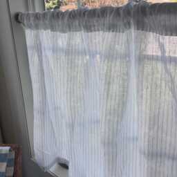 Blue Striped Light Weight Linen Cafe Curtain, Tier Curtain Window Treatments-Curtains , Modern Curtains, Sheer Linen, Vintage Beach Feel - thumbnail 3