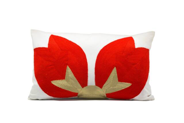 Mini Lou Embroidered Pillow-Persimmon