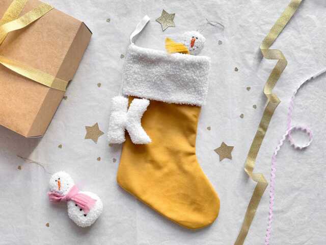 Mustard Velvet Christmas Stocking With A Boucle Cuff - Personalised Holiday Decor, Yellow Xmas Sock - image 1